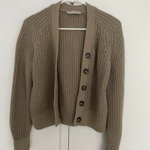 The Texture Cotton Cardigan (olive)